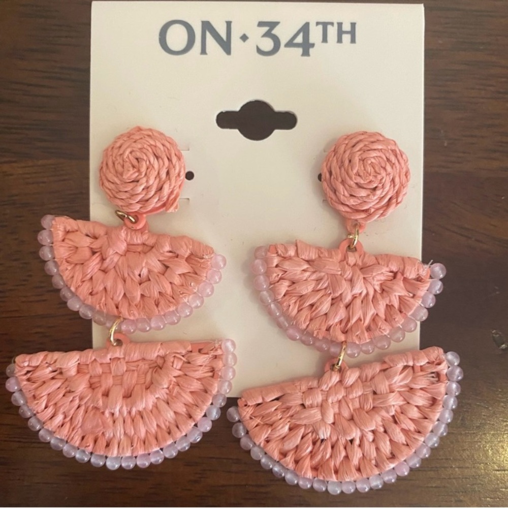 On•34th Pink Woven Earrings